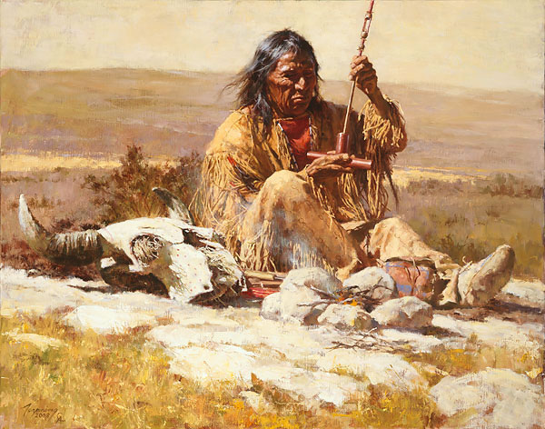 "Seeking Wisdom Through the Pipe" Howard Terpning Giclee Canvas